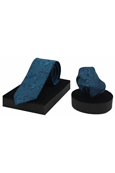 N-CHIC طقم ربطة عنق ومنديل منسوج من الألياف الدقيقة الإيطالية منقوشة للرجال ف...