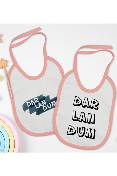 Bk Gift Kids Darlandum Designed 2-Piece Pink Baby Bib-1