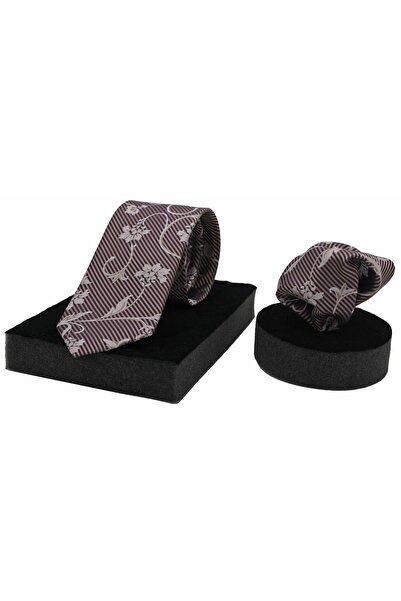 N-CHIC طقم ربطة عنق ومنديل منسوج من الألياف الدقيقة بنمط شال للرجال مع صندوق ...