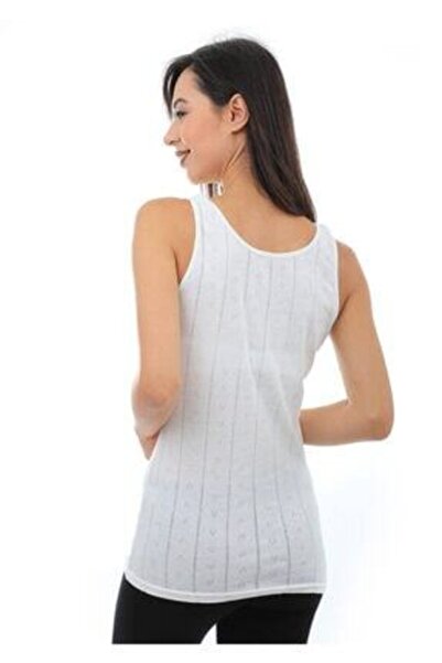 Tutku Kadın Beyaz  Jakarlı Geniş Askılı Pamuklu Atlet 3'lü Paket 0201 Msvn365t0201unl3