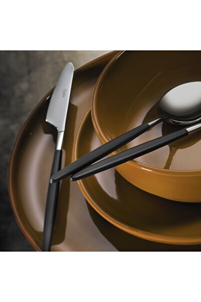 Batta 1 Kişilik 3 Parça Parlak Siyah Yemek Çatal Kaşık Bıçak Takımı Washabi S...