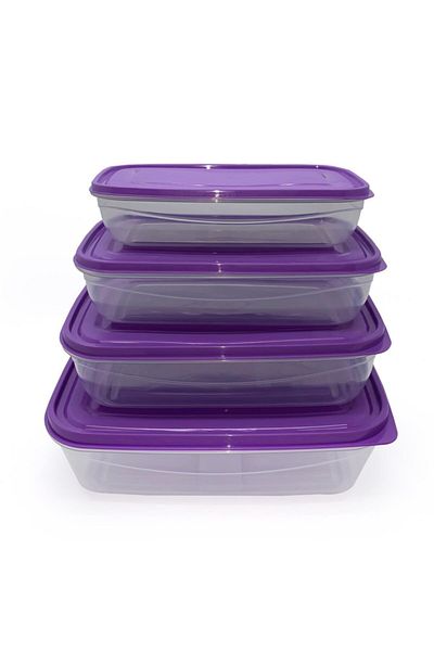 Melkan Home Purple Color 4 Pieces Rectangular Storage Container