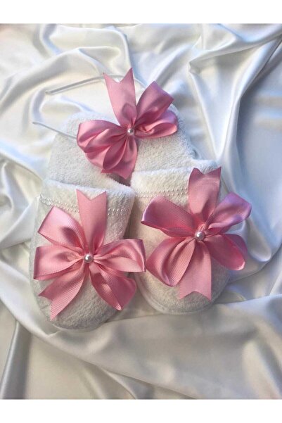 SÜSLÜTASARIM طقم تاج شبشب الأمومة باللون الوردي مع فيونكة 1006 – طقم الأمومة ...