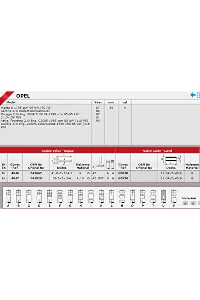 Daewoo Espero Sibop Takımı 4046 4047 In 4 Ex 4 Vectra 1.8 Astra 2.0i