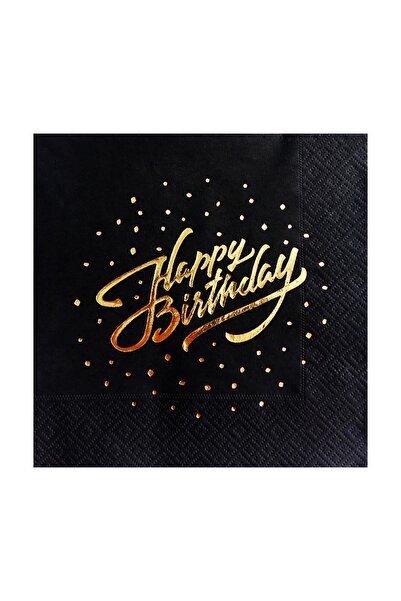 Story منديل ورق ذهبي لعيد الميلاد السعيد مكون من 16 قطعة باللون الأسود