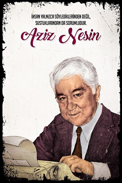 Hayal Poster Aziz Nesin Ahşap Poster