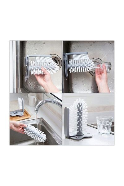 CMT Handheld Dishwashing Cleaning Brush with Functional Suction Cup and Ease