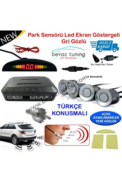 Niken Park Sensörü Led Ekranlı Türkçe Konuşmalı Gri