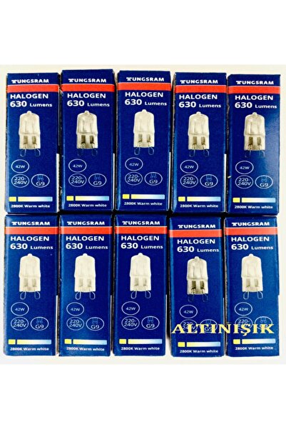 TUNGSRAM 10adet 220v 42w G9 Halojen Avize Aplik Ampul