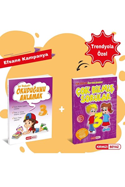 Kırmızı Beyaz Yayınları 3.sınıf Okuduğunu Anlamak + Çok Bilmiş Sorular 2'li Set