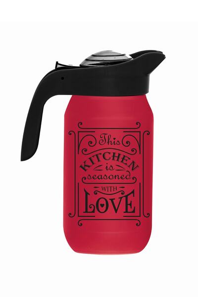 krommet Herevin 1000 Cc Kırmızı Renkli Desenli Sürahi