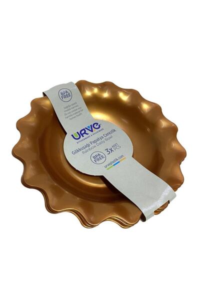 abnturk Metalik Bakır Rengi Retro Model Gökkuşağı Papatya Çerezlik 3lü Paket