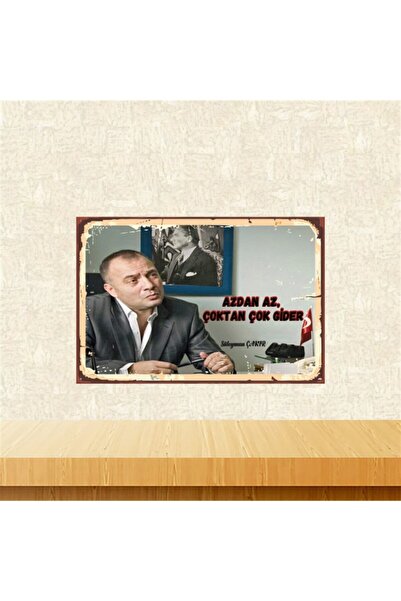 TAKIFİX Süleyman Çakır Azdan Az Çoktan Çok Gider 20-30 Cm Retro Ahşap Tablo T...