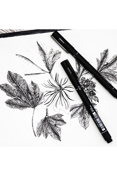 Uni Ball Pin Brush + Fine Line Pen Set Black (12+1)