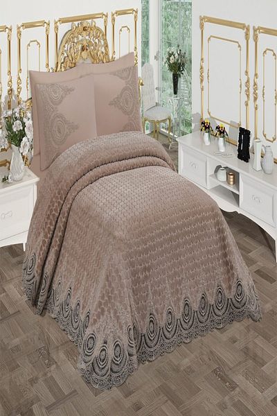 Seçkin Home 6 Pieces Double Luxury Lace Blanket Set Dowry Seljuk Series