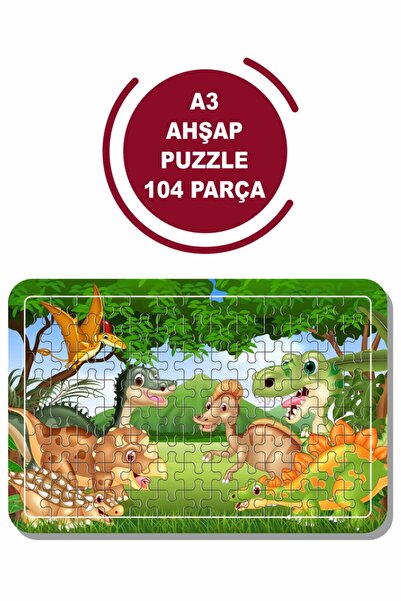 Baskı Atölyesi لغز الديناصورات A3 مكون من 104 قطعة، لعبة، منشار تركيب