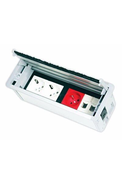 NE-AD Marka (BOŞ KUTU FİYATIDIR )Alüminyum 8 Modül Kapaklı Masa Üstü Priz Kutusu