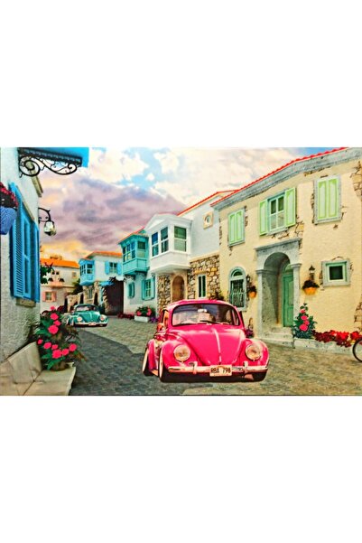 Haki Alışveriş Dünyası Kanvas Tablo Klasik Araba 65x45 Dekoratif Ledli Işıklı...