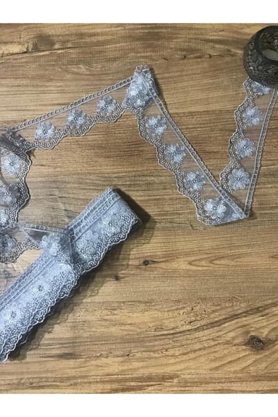 efem gipür شريط رمادي من الدانتيل الفرنسي ديزي واحد