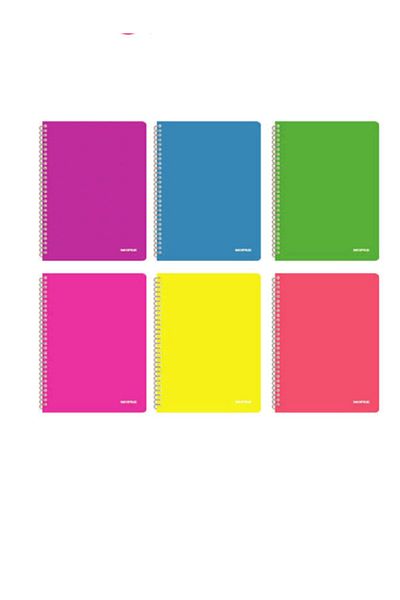 Mopak Plastic Cover Neon A4 60 Sheets Spiral Checked School Notebook