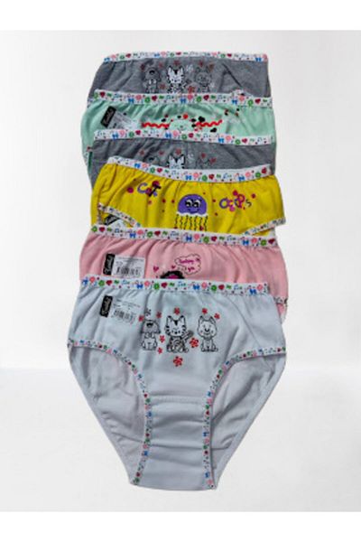Tutku Girl's Colorful Patterned Panties (4) Pack