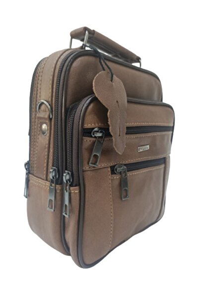 Karalı Deri Erkek El Ve Omuz Çantası Hakiki Deri (kahve/taba)