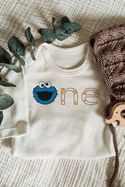 Astral Baby جسم أطفال عضوي بأكمام طويلة من كوكي مونستر مع كتابة