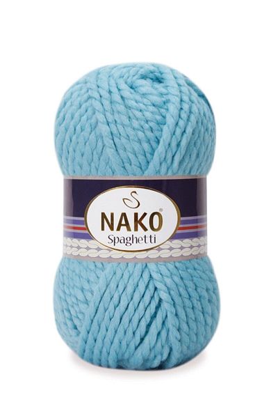 NAKO 5 Pieces Spaghetti 6199 Blue Hand Knitted Vest Cardigan Scarf Sweater Beanie Yarn
