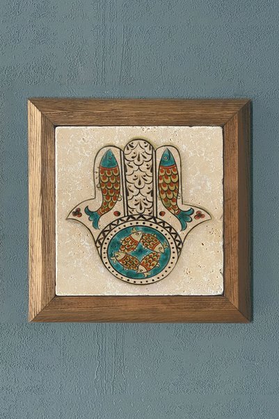 Oscar Stone Decor Renkli Çaysanlık Masif Çerçeveli Taş Tablo 28x28