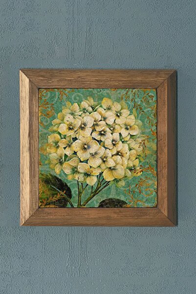 Oscar Stone Decor Ortanca Çiçeği-masif Çerçeveli Taş Tablo-wall Decor- 28x28 Cm