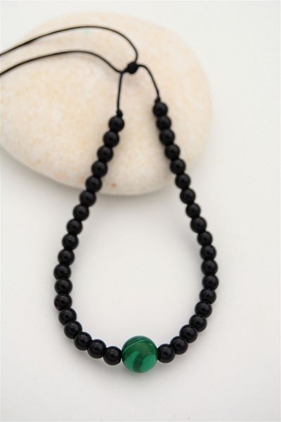 Stoneage Non-Metal Bracelet from Onyx and Malahit Stone Anti-Allergic