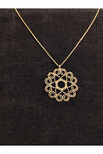 925 Gümüş 24 Ayar Has Altın Kaplama Tasarım Kolye