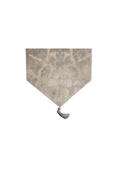 Golden Table Home Velvet Gri Renk Kabartmalı Kadife Runner 50*150cm