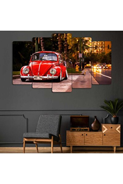 EVLOYA Kırmızı Vosvos - 5 Parçalı Tablo