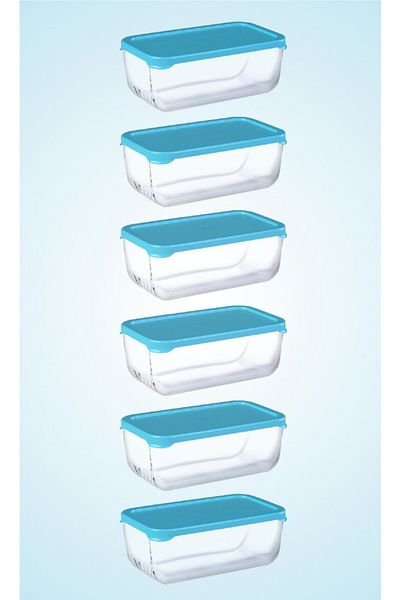 Paşabahçe 1200Cc 6-Piece Blue Snowbox Set - Storage Container with Lid Pb6X53743-M