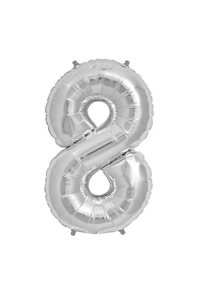 ikm balon Foil Number Balloon Medium Size 75 Cm Silver 8