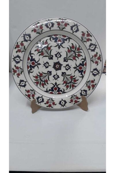 Sultan Çini Teşhip Sanatı Özel Tasarım Samur Desenli Tabak Çini El Emeği 30 cm
