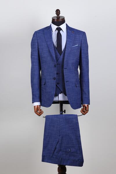 Mavi Slim Fit Takım Elbise
