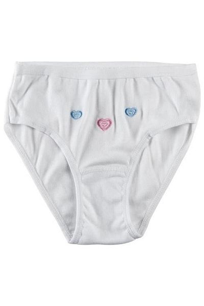 Tutku Girl's White Thin Waist Bato Embroidered Panties, Pack of 6