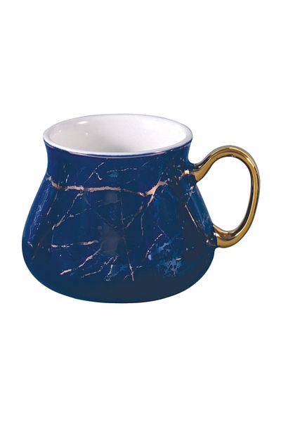 Vadi Maria Gold Marble Patterned Porcelain Mug Single Blue