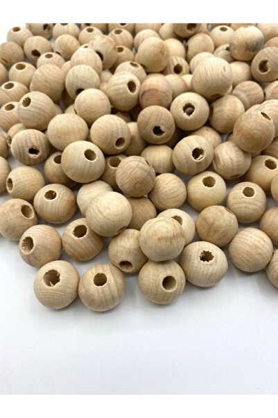 Hedef Bijuteri Ahşap Boncuk, 16mm Ham Ahşap Tahta Boncuk (50GR,~30 ADET BONCUK)
