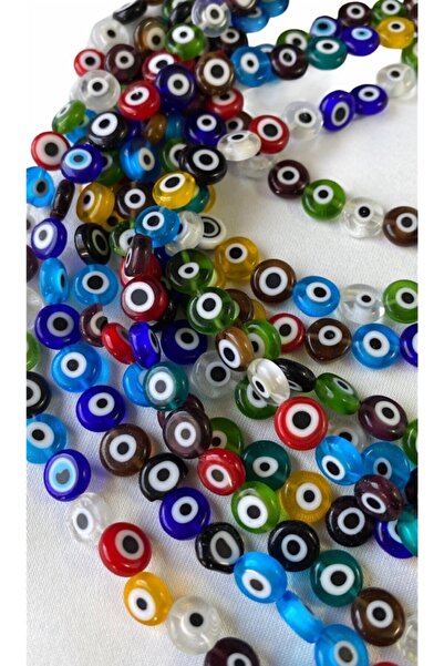Hedef Bijuteri 10 مللي متر مختلط اللون الزجاج المسطح الخرز العين الشريرة سلسل...