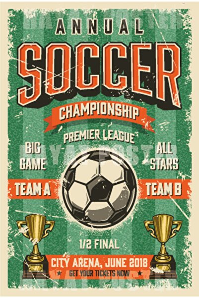 Hayat Poster Vintage Ποδοσφαιρικό Τουρνουά Ξύλινη Αφίσα - Ρετρό Σχέδιο