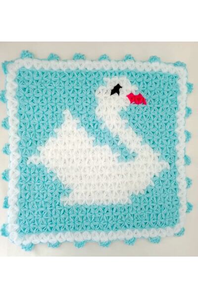 TülaysHandCraft منشفة حمام منسوجة يدويًا باللون الأزرق الفاتح