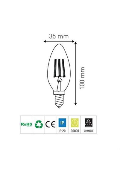 Cata 4 W Led Flament Ampul ,günışığı E14 Duy , Ct 4066g