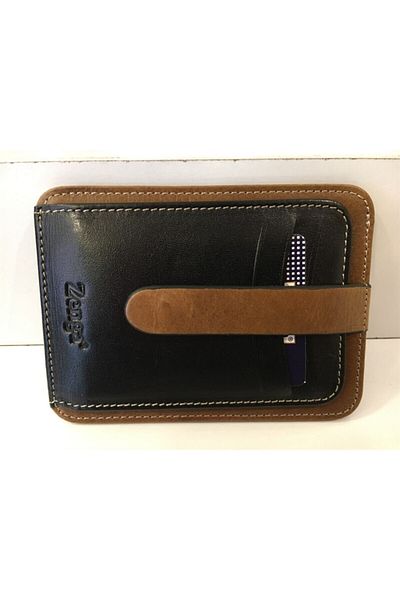 Zenga Leather Card Holder Garni Cream
