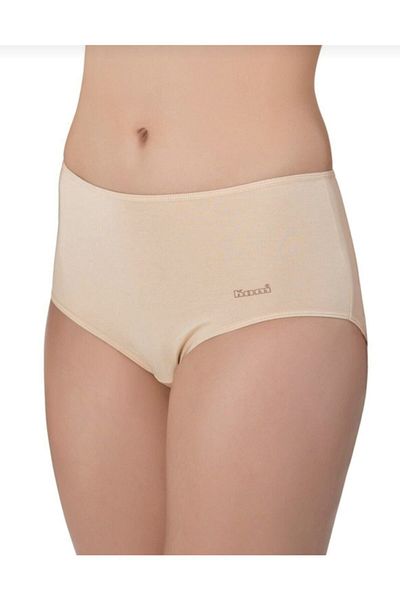 Kom Chiloți maxi de damă bej pieptănat Lycra Compact Basic, pachet de 4