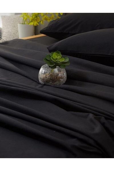 BONJARDİNHOME Black Fabric Single Fitted Sheet Set