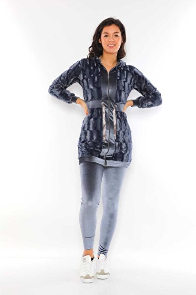 WestBound Women's Velvet Plush Combination Hooded Tunic