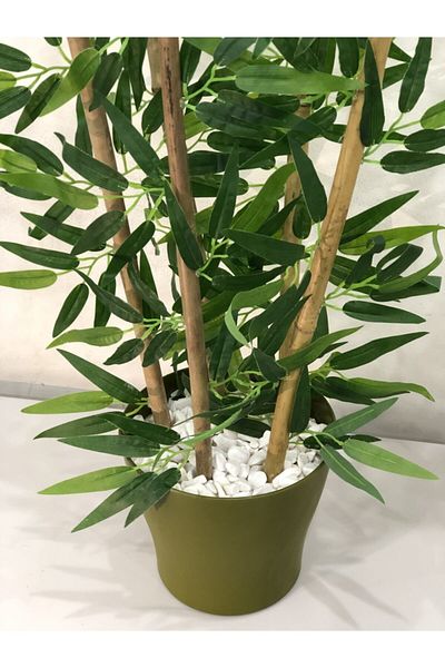 Bahçem 90 cm Decorative Bamboo Tree - Artificial Leaves and Pots, 5 Bodies